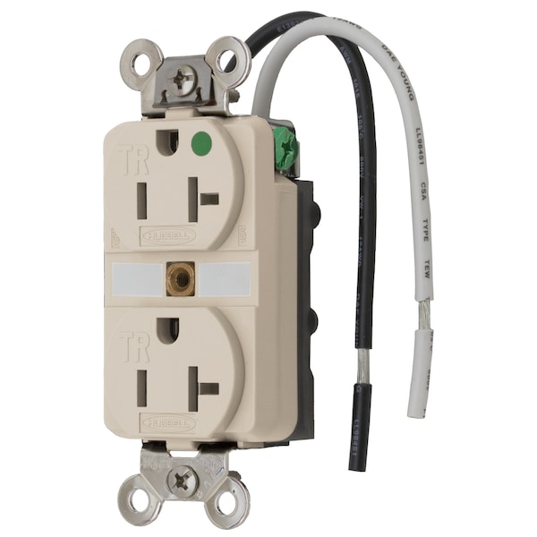 Straight Blade Receptacle, 5-20R, 20 A, 125V AC, 2 Pole, 3 Wire, Flush Mount, Grounded